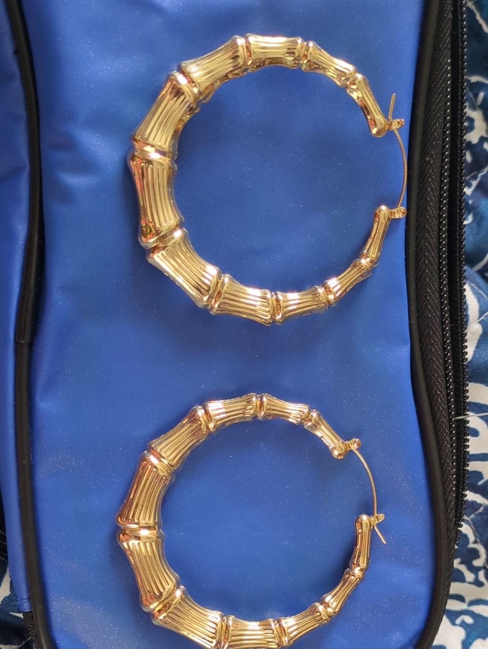 Gold Bamboo-Style Hoop Earrings - Women Jewelry